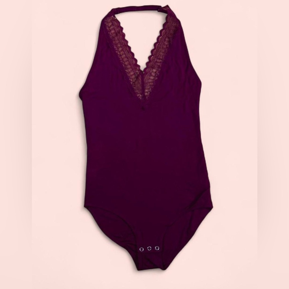 AEO Essentials lace trim halter bodysuit